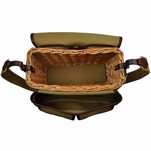 Brady Conway wicker Creel with canvas bag, leather trim shoulder strap for  coarse game fishing